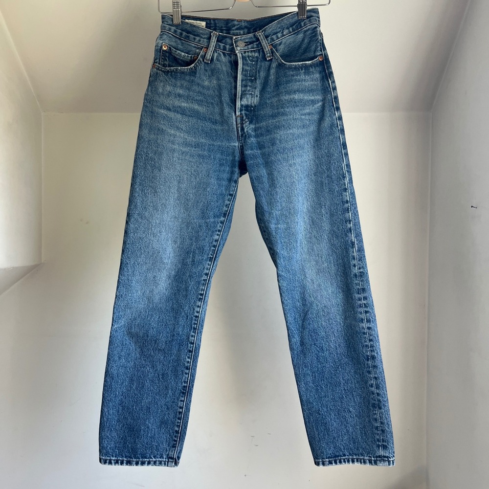 Levi's 501 Original Jeans W26 L28 Blue Denim High Rise Straight Leg Button Fly